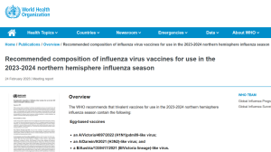 WHO released the recommended components of seasonal influenza vaccine in the northern hemisphere for 2023-2024!