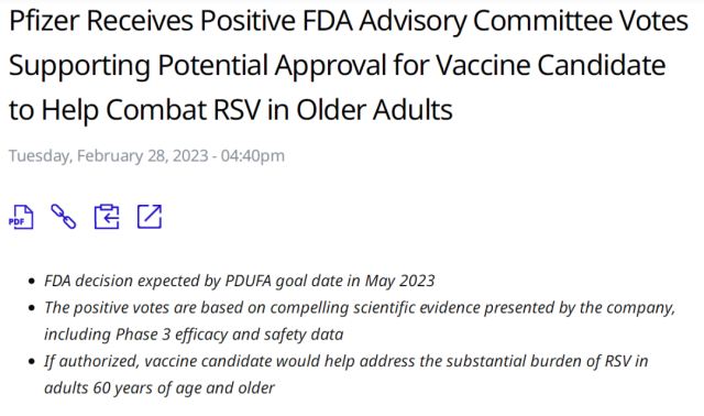 7 vs 4: FDA expert committee votes to approve Pfizer's RSV vaccine