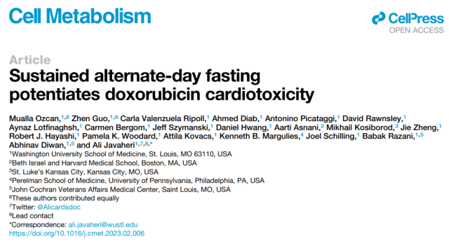 Alternate-day fasting exacerbates cardiotoxicity of chemotherapy drug doxorubicin