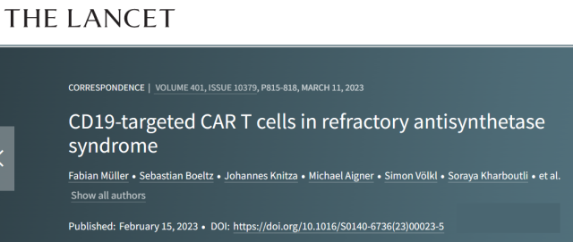 The first successful use of CAR-T cells to treat severe muscle inflammation