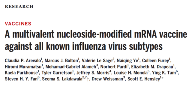 Can an universal mRNA flu vaccine be against all 20 virus subtypes?