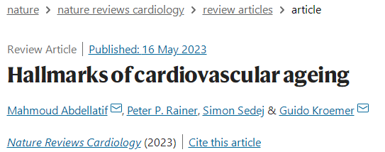 This review creatively proposes eight hallmarks of cardiovascular aging