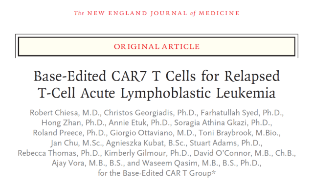 The clinical results of the first base-edited universal CAR-T therapy were released, saving the lives of two children with leukemia