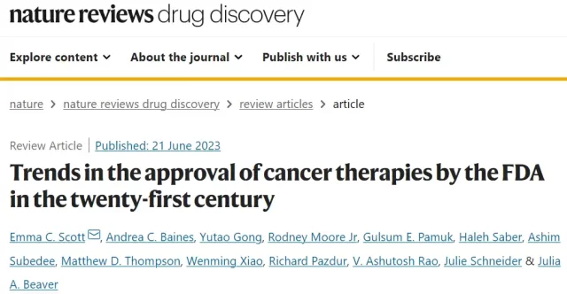 Nature Series Review: Trends in FDA Approval of Cancer Therapies Since the 21st Century