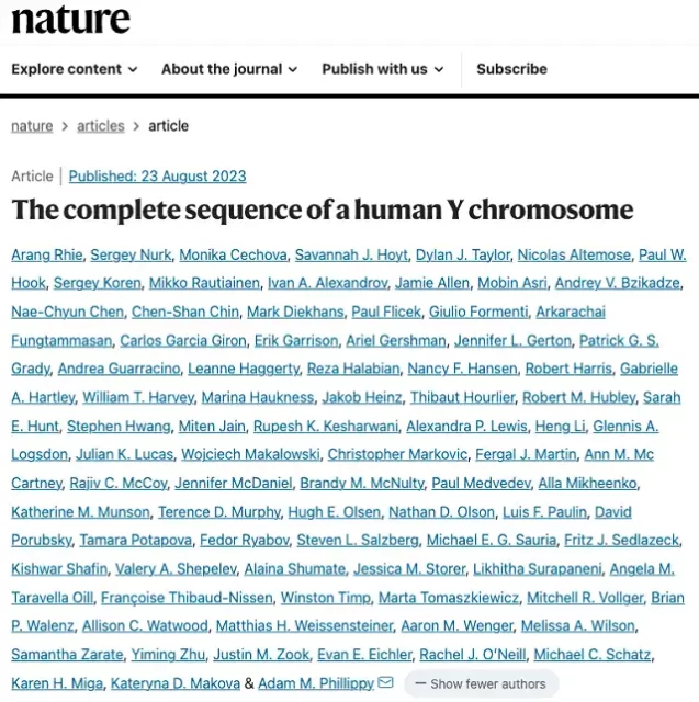 Nature: First Complete Gene Sequencing of the Human Y Chromosome Achieved