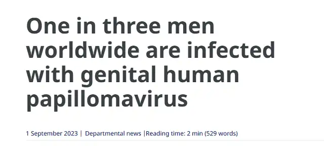 Latest WHO Update: About One-Third of Men Infected with HPV