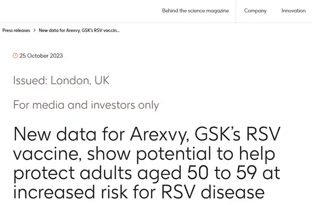 GSK RSV Vaccine Phase III Trials Show Positive Preliminary Results, Expanding Eligibility to the 50-59 Age Group!