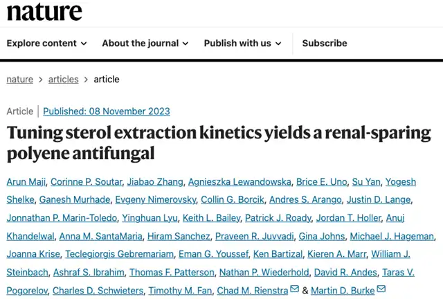 Improved Antifungal Drug Reduces Kidney Toxicity by Fine-Tuning Sterol Extraction