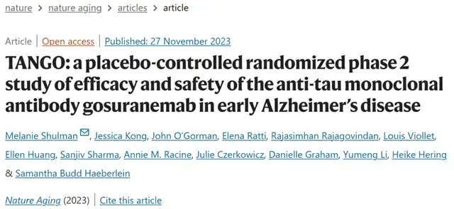 TANGO Study: Challenges in Tau Antibody Development for Alzheimer's