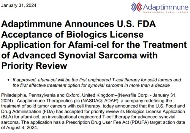 Milestone: First TCR-T Therapy Files for Approval