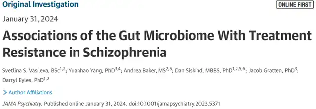 Treatment Efficacy for Schizophrenia Also Depends on Gut Microbiota!
