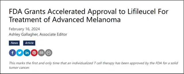First TIL Therapy for Malignant Melanoma Approved