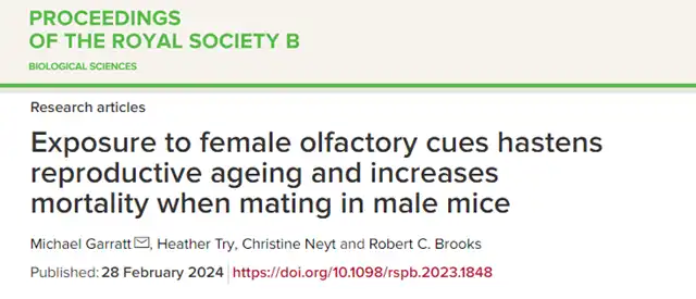 Staying Away from Females Leads to Longer Lifespan? Exposure to Female Odor Increases Male Mortality and Accelerates Reproductive Aging.